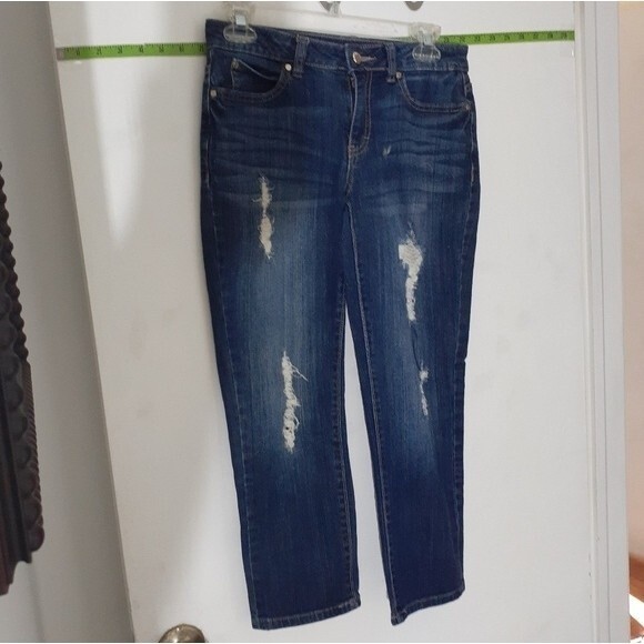 Jennifer Lopez jeans distressed medium wash cropped capri denim pants 2 xs - Picture 1 of 6
